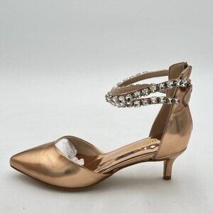 Miss Left Sparkly Rhinestone  Pumps Low Kitten Heel Pointed Toe D'Orsay
